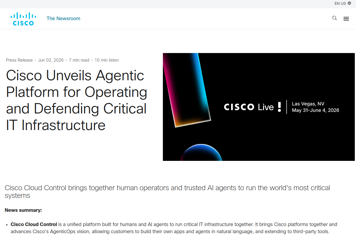 Cisco Cloud Control ist da: Cisco verknuepft AgenticOps, Multicloud und Laufzeit-Schutz